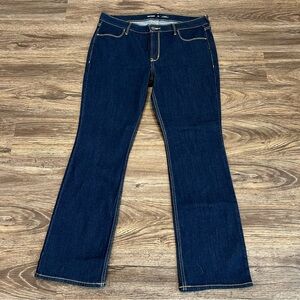 Old Navy Wow Boot-Cut Jeans Dark Wash Mid-Rise Denim Blue Womens 14 Short